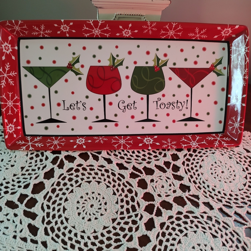 222 Fifth Red and Green Holiday Serving Platter